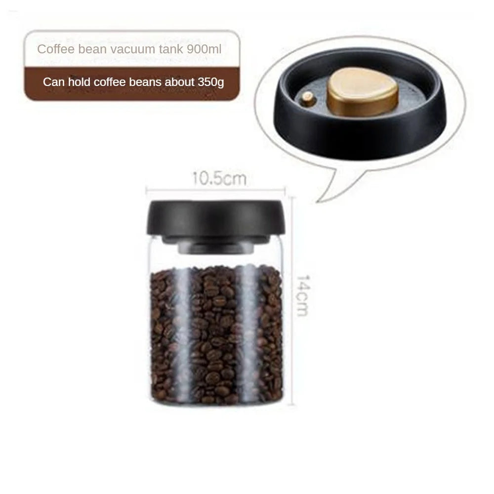 1Pc Coffee Beans Vacuum Sealed Tank Household Glass Food Storage Tank for Moisture-Proof Air Extraction Tea Storage Tank