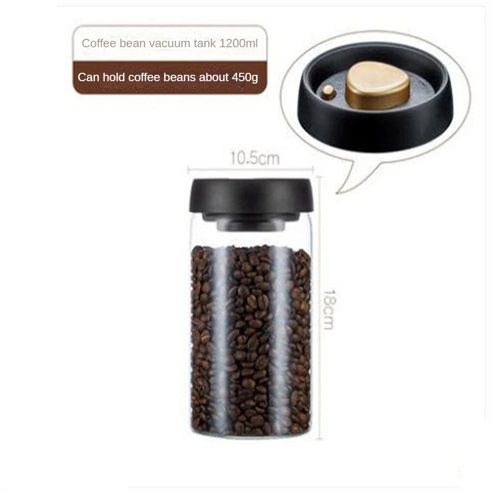 1Pc Coffee Beans Vacuum Sealed Tank Household Glass Food Storage Tank for Moisture-Proof Air Extraction Tea Storage Tank