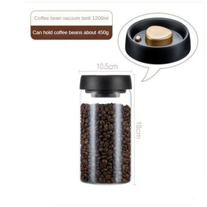 1Pc Coffee Beans Vacuum Sealed Tank Household Glass Food Storage Tank for Moisture-Proof Air Extraction Tea Storage Tank