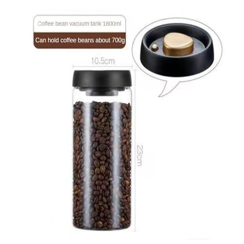 1Pc Coffee Beans Vacuum Sealed Tank Household Glass Food Storage Tank for Moisture-Proof Air Extraction Tea Storage Tank